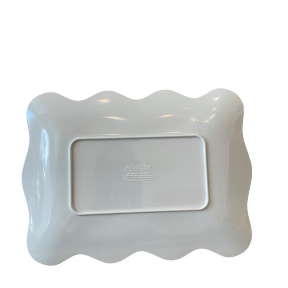 Rachel Zoe Cocktails & Bows Melamine Appetizer Plates 9x6 Set of 4 Scalloped NEW - Picture 9 of 14